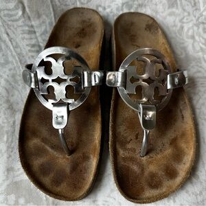 Tory Burch Silver and Brown Sandals
